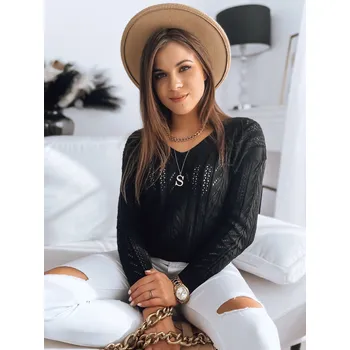 Dámský svetr Černý háčkovaný svetřík DARTIS MY1589 Velikost: ONE SIZE