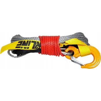 Lany Syntetické lano 5 mm x 15 m šedé s okem a hákem 2,9 T