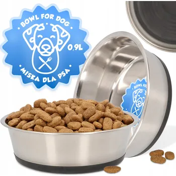 Miska pro psa MISKA PSA 0,9 l KOVOVÁ Miska Malá protiskluzová SILIKONOVÁ PODLOŽKA 4D