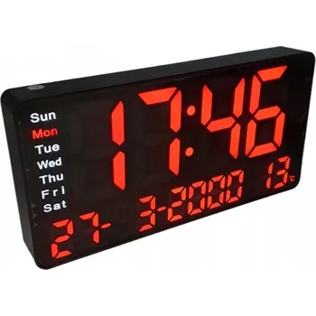 Hodiny Elektronické LED nástěnné hodiny datum, čas, teplota, 11x22 cm, funkce alarmu