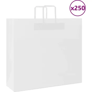 Dárková taška vidaXL Papírové sáčky 250 ks s uchy 54x15x49 cm [4101990] Barva: Bílá