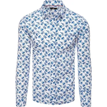 Bílá pánská košile s modrým vzorem DX2467 Velikost: M