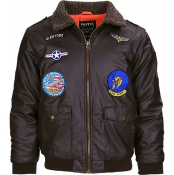 Chlapecká bunda Bunda dětská kožená Fostex Airforce - hnědá, XL