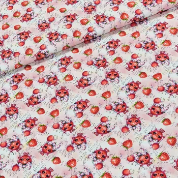 Bavlněný úplet dětský 6-30824, červené jahůdky na bílé, š.142cm (látka v metráži)