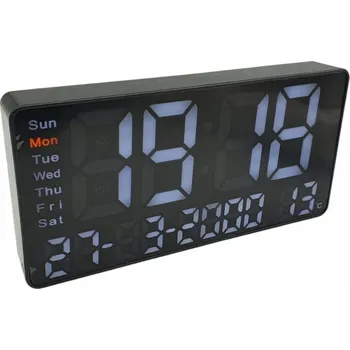 Hodiny Elektronické LED nástěnné hodiny datum, čas, teplota, 22x11 cm, funkce alarmu
