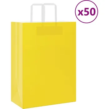 Dárková taška vidaXL Papírové tašky 50 ks s uchy 32x17x44 cm [4101832] Barva: Žlutá