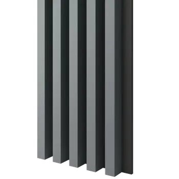 Lamele 3D Dřevěné lamely ŠIROKÉ na ČERNÉ desce (MDF), GRAFIT (ANTRACIT), 46 x 300 x 2750 mm (0,825 m2)