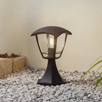 Lampička Podstavná lampa Lindby Isidoro, černá, výška 28 cm, plast černá, průhledná 1 x 15 W LED