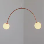 ALDEX Závěsné světlo Una 2, kov, sklo, dvouplamenové, korálově červené - Ø skleněné koule 14 cm korálově červená, bílá 2 x 10 W LED - Doprava zdarma