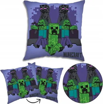 Polštář Minecraft Polštář čtvercový, polštář fialový 40x40 cm, OEKO-TEX