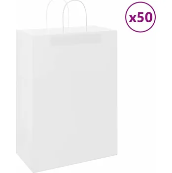Dárková taška vidaXL Papírové tašky 50 ks s uchy 32x17x44 cm [4101664] Barva: Bílá