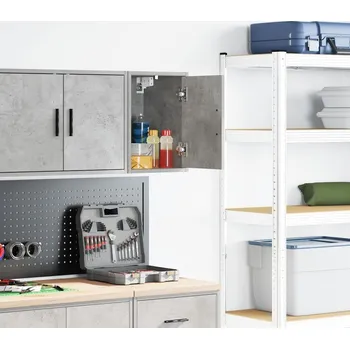 Dílenský stůl vidaXL Garážová nástěnná skříňka Dřevěná konstrukce [860619] Barva: Betonová šedá