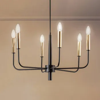 Lampička Luminex Lustr Hedwig, šestisvětelný černá, zlatá 6 x 15 W - Doprava zdarma