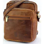 Dvouoddílová středně velká pánská kožená hnědá crossbody taška Nordee 03