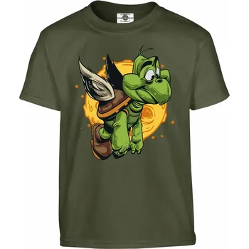 Pánské tričko Tričko Létající želva Druh: Dětské, Barva: Khaki, Velikost: 110-XS