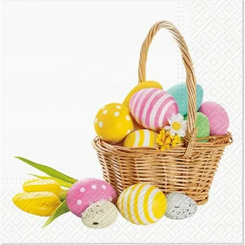 Papírový ubrousek Papírové Velikonoční Ubrousky 16 ks KOŠÍČEK VAJÍČKA Velikonoce Ubrousek