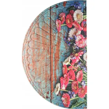 Rohožka Hotová gumová textilní půlkruhová rohožka KVĚTY 45 x 75 cm