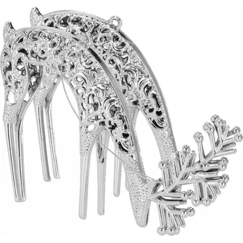 Vánoční dekorace STŘÍBRNÉ ZÁVĚSY SOBÍ NA VÁNOČNÍ STROMEK AŽUROVÉ 2ks OZDOBY VÁNOČNÍ BAŇKY VÁNOČNÍ