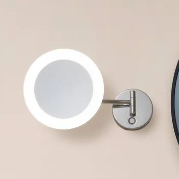 Lampička Toaletní zrcátko Lucande LED Fyria, chrom, ocel, CCT - Nástěnný držák - Ø 11 cm, výška 3,2 cm; Ø zrcadla 15 cm 1 x 5 W LED - Doprava zdarma