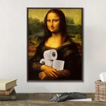 Plakát Vtipný Plakát A3 s rámečkem plakát dekorace pokoje, umění Mona Lisa