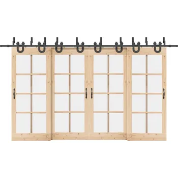 Tesařské kování vidaXL Sada příslušenství pro posuvné dveře 400 cm ocelová černá [3295754]