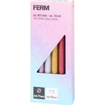 Tavná pistole FERM Tavné tyčinky do tavné pistole 11mm 15cm 12 Ks se třpytkami barevné