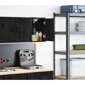 Dílenský stůl vidaXL Garážová nástěnná skříňka Dřevěná konstrukce [860619] Barva: Černá