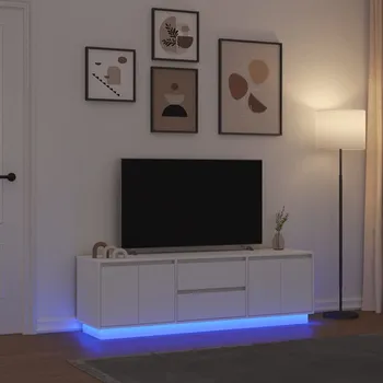 Televizní stolek vidaXL TV skříňka s LED osvětlením 160,5x41x50 cm [3328432] Barva: Bílá