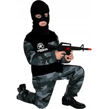 Karnevalový kostým SUPER Sada Antiteroristický Kostým s kuklou 122/128 SWAT + Puška MK113