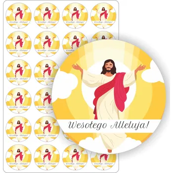 samolepka ETIKETY arch nálepek samolepky Aleluja VELIKONOCE dárek 24 ks 5 cm