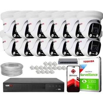 Bezpečnostní kamera Sada pro IP kamerový systém KEEYO 14x LV-V-IP5M25DF-ADC 5 Mpx s odstrašením