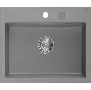 Granitový dřez MEXEN - Oscar granitový dřez 580 x 490 mm, šedá, sifon chrom 6519581000-71 MEXEN
