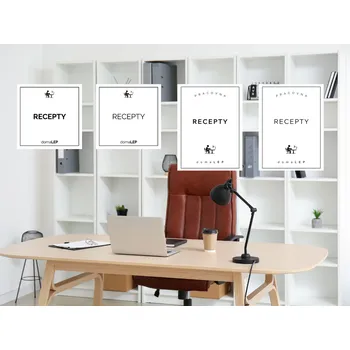 Papír RECEPTY - Samolepky na šanony a pořadače | DomaLEP rozměr: 5 x 5 cm, barva: BÍLÁ, písmo: černé tučné písmo