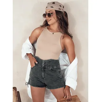 Dámské kraťasy Černé džínové kraťasy s vysokým pasem JEANLOVE SY0377 Velikost: L