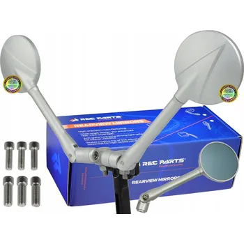 Zrcátko pro motocykl Motocyklová zrcátka CNC Kulatá Eliptická Univerzální Stříbrná + Šrouby M8 M10