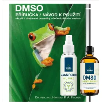 Doplněk stravy WoldoHealt DMSO dimethylsulfoxid 99,9% 100ml+ Hořčík 100ml + Příručka (Set obsahuje 100ml DMSO + 100ml hořčíkový olej + příručka DMSO)