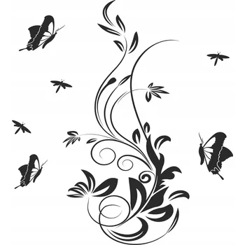 Obraz Samolepky na zeď Květiny Motýli dekorativní vzor do kuchyně obýváku 50x100