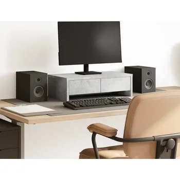 Držák monitoru vidaXL Stojan na monitor se zásuvkami 50x27x15 cm kompozit [854666] Barva: Betonová šedá