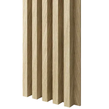 Obklad Lamele 3D Dřevěné lamely ŠIROKÉ na LAMINOVANÉ desce (MDF), EVROPSKÝ DUB CPL, 46 x 300 x 2750 mm (0,825 m2)