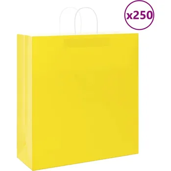 Dárková taška vidaXL Papírové tašky 250 ks s uchy 45x17x48 cm [4101597] Barva: Žlutá