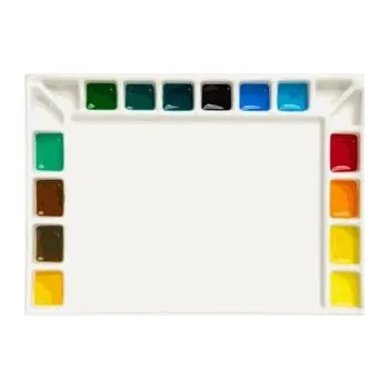 Paleta na barvy Porcelánová paleta obdélníková 18 důlků 14x20cm