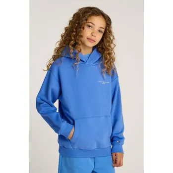 Chlapecká mikina Dětská mikina Tommy Hilfiger modrá barva, s kapucí, hladká, KS0KS00595 KS0KS00595.104.122.PPYA 55X, vel. 104