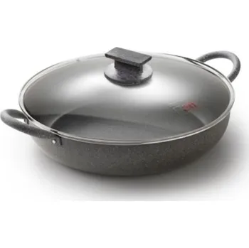 Pánev Velkoobjemová pánev s povrchem kamene 36 cm včetně skleného víka