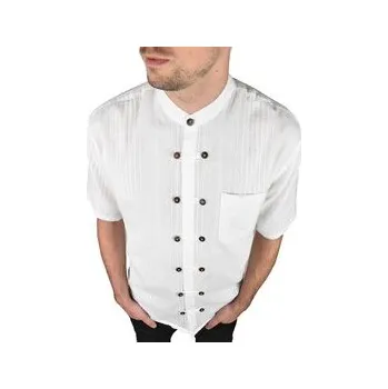 Pánská košile Pánská košile s krátkým rukávem RENSHU, bílá, hrubé pruhy L