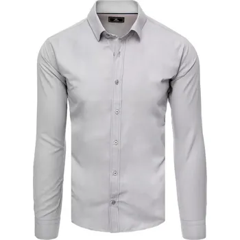 Pánská košile Světle šedá jednobarevná pánská košile DX2434 Velikost: M