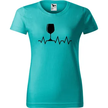 Dámské tričko Dámské tričko s potiskem Tep srdce víno Barva trička: Emerald - 19, Velikost: L