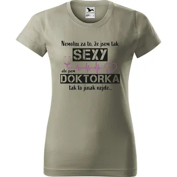 Dámské tričko s potiskem Sexy doktorka Barva trička: Světlá khaki - 28, Velikost: XS