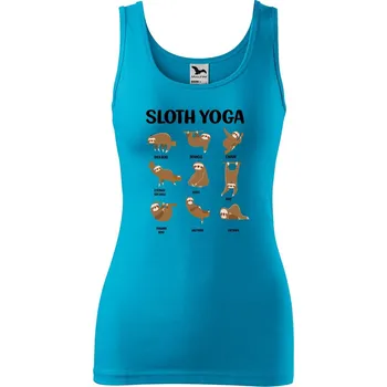 Dámské tílko s potiskem Sloth yoga Velikost: M, Barva: Tyrkysová