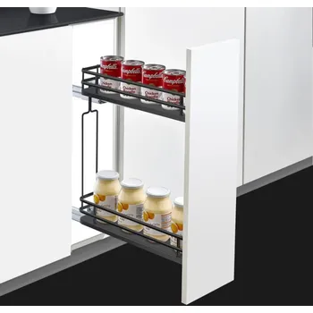 Odpadkový koš Plnovýsuvný dvojkoš boční Elegance s tl. dov. - Levý, 110x470x570mm, antracit (Plnovýsuvný dvojkoš boční Elegance s tl. dov. - Levý, 110x470x570mm, antracit )