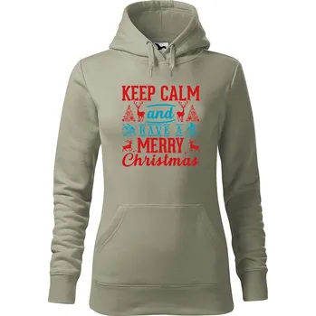 Pánská mikina Dámská mikina Keep calm Christmas Velikost (žena): XL, Vyberte barvu: Světlá khaki